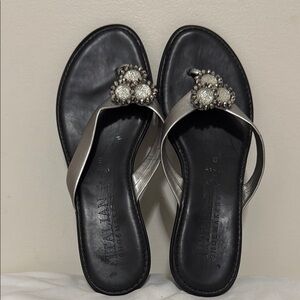 Italian shoemakers black beaded wedge sandal in size 8